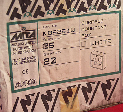 20 x 25mm Mita Single Pattress Box White Lse