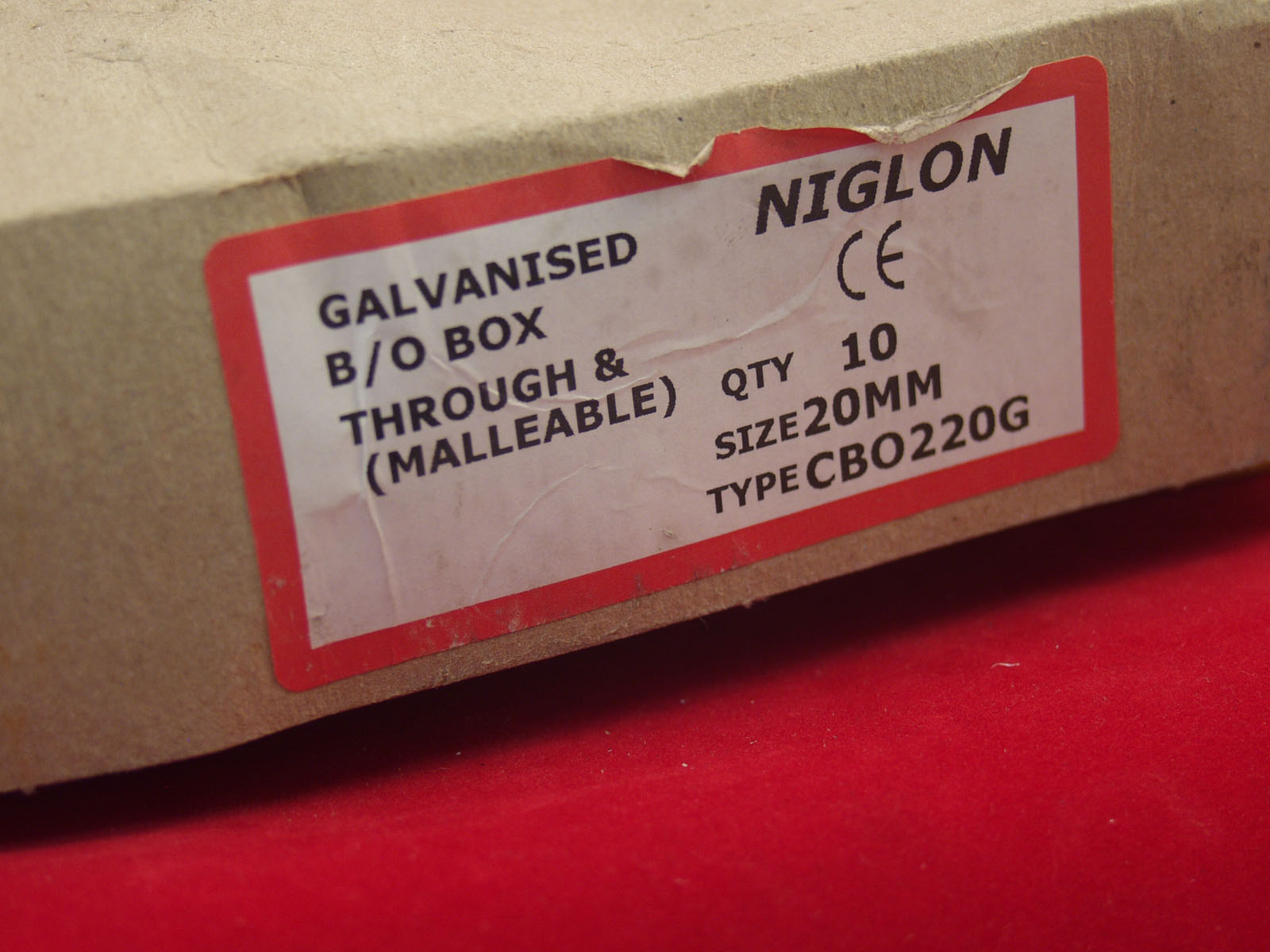 10 x Niglon Metal Conduit 20mm BO & Through Box CBO220G